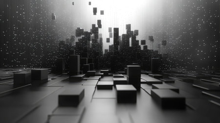Digital city data blocks technology network concept