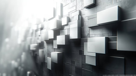 Abstract geometric wall blocks creating futuristic background