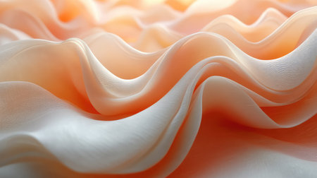 Flowing peach and white fabric creating soft waves