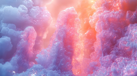 Abstract glowing ice crystals in neon colors