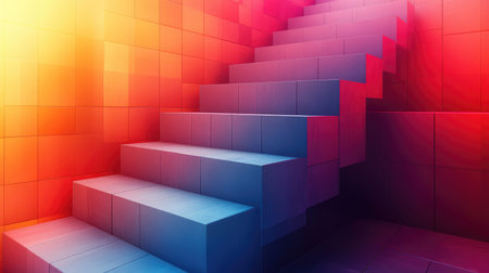 Gradient steps ascending abstract geometric architecture conceptの写真素材