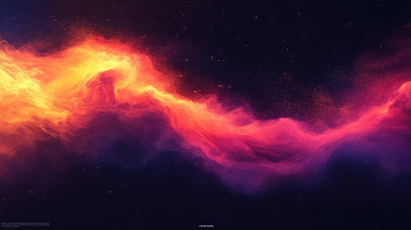 Vibrant cosmic nebula flowing through dark space