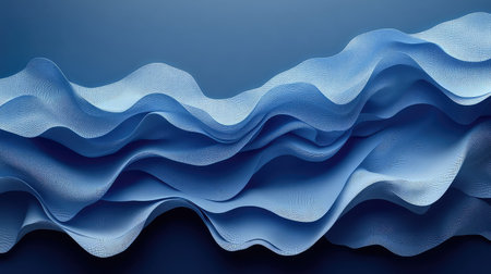 Blue fabric waves creating elegant abstract background texture