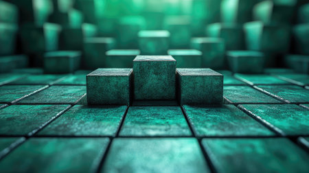 Podium stage with green cubes symbolizing success
