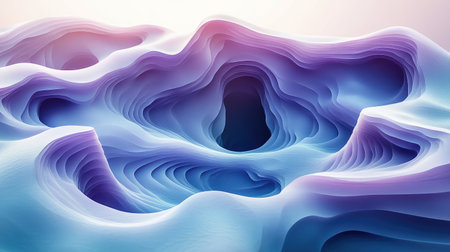 Abstract digital waves forming artistic layered landscape
