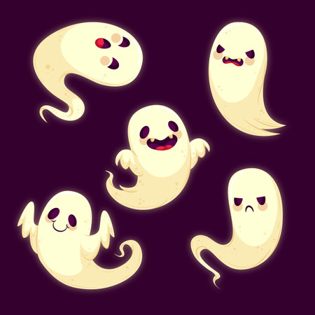 flat halloween ghost collection vector design illustrationのイラスト素材
