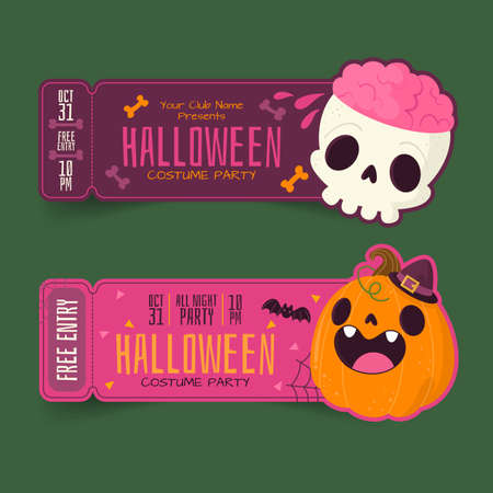 hand drawn halloween tickets vector design illustrationのイラスト素材