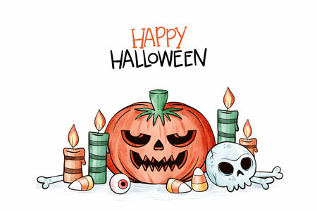 watercolor halloween background vector design illustrationのイラスト素材