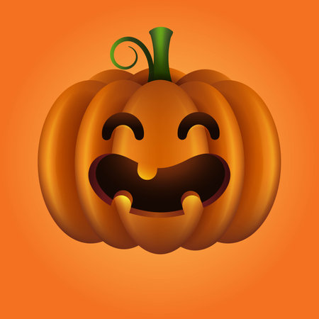 realistic cute halloween pumpkin vector design illustrationのイラスト素材