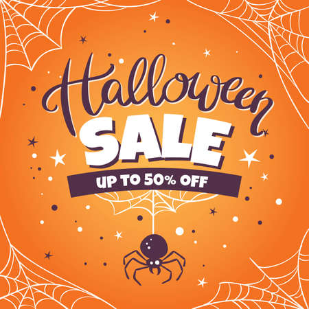 hand drawn halloween sale with cobwebs vector design illustrationのイラスト素材
