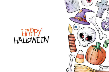 watercolor halloween background vector design illustrationのイラスト素材