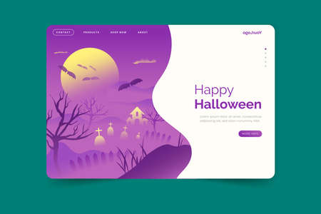 happy halloween landing page vector design illustrationのイラスト素材