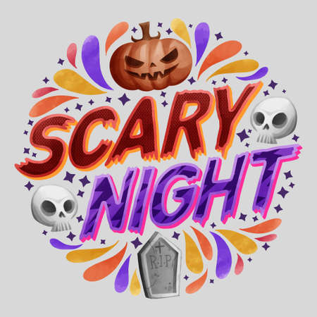 scary night lettering design vector illustrationのイラスト素材