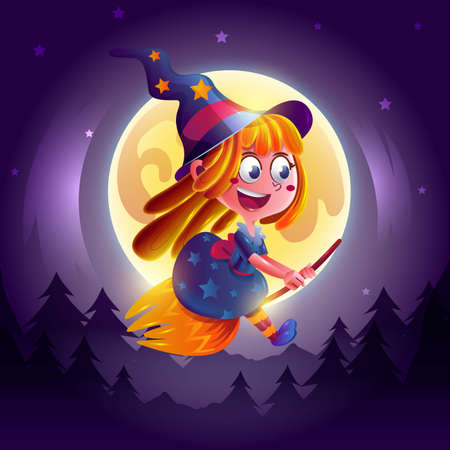 realistic cartoon haloween witch vector design illustrationのイラスト素材