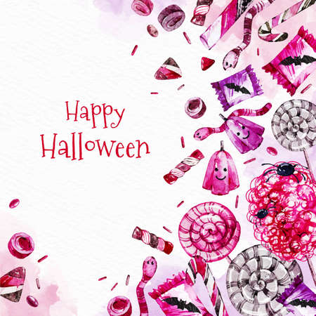 colorful watercolor halloween background vector design illustrationのイラスト素材