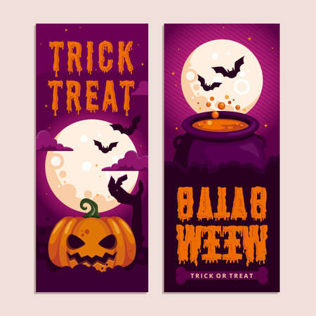 realistic halloween pumpkin banners vector design illustrationのイラスト素材