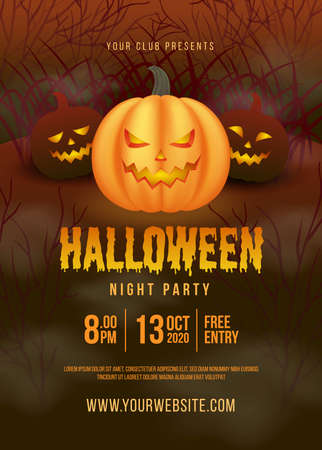 realistic halloween party poster template design vector illustrationのイラスト素材