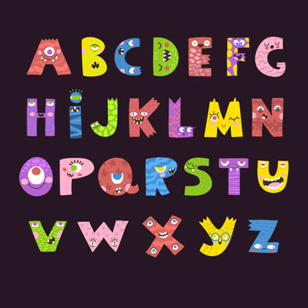 halloween monster alphabet vector design illustrationのイラスト素材