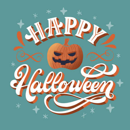 happy halloween lettering vector design illustrationのイラスト素材