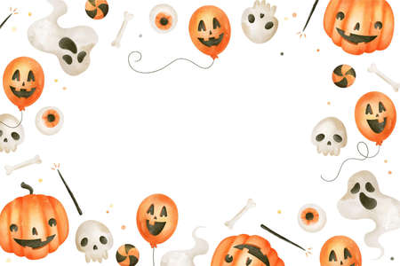 watercolor halloween background design vector illustrationの写真素材