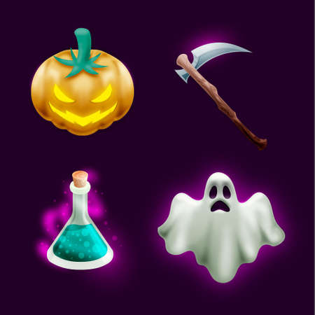realistic halloween element collection design vector illustrationのイラスト素材