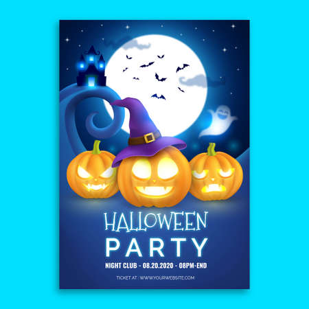 halloween party poster design vector illustrationのイラスト素材