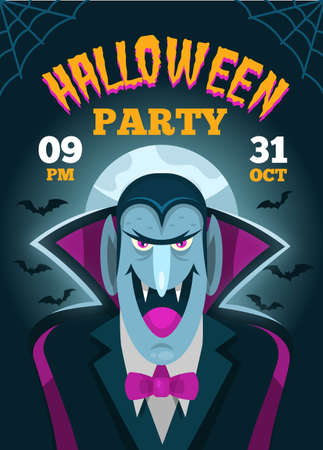 halloween party poster flat design vector illustrationのイラスト素材