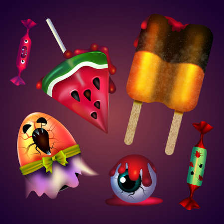 halloween festival candy pack design vector illustrationのイラスト素材