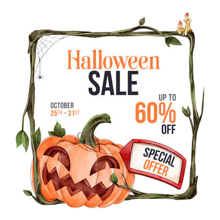 watercolor halloween sale design vector illustrationのイラスト素材