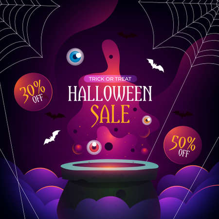 realistic halloween sale design vector illustrationのイラスト素材