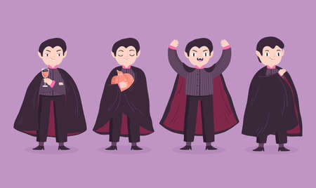 hand drawn vampire character collection design vector illustrationのイラスト素材