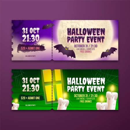 realistic halloween tickets templates vector design illustrationのイラスト素材