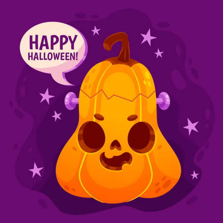 flat halloween pumpkin vector design illustrationのイラスト素材