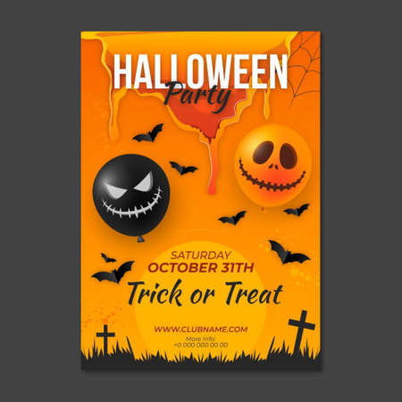 realistic halloween party vertical poster template vector design illustration