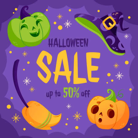 gradient halloween sale vector design illustrationのイラスト素材