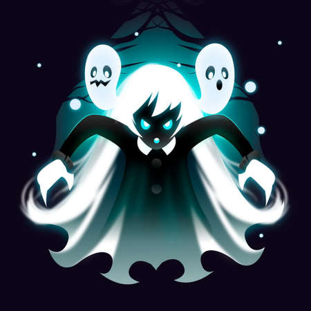 realistic halloween ghost vector design illustrationのイラスト素材