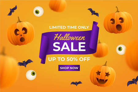 realistic halloween sale vector design illustration