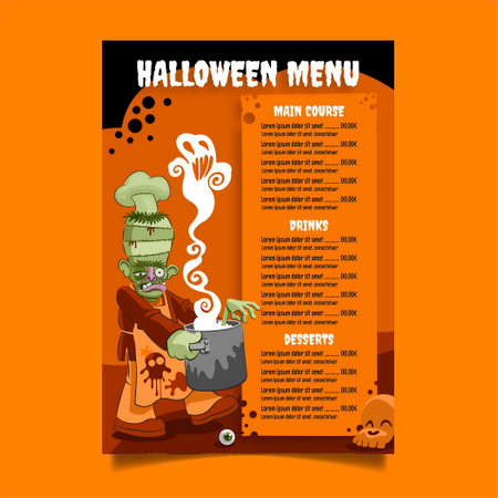 hand drawn halloween menu template vector design illustrationのイラスト素材