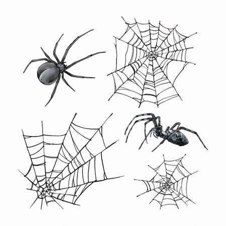 watercolor halloween spiders collection vector design illustrationのイラスト素材