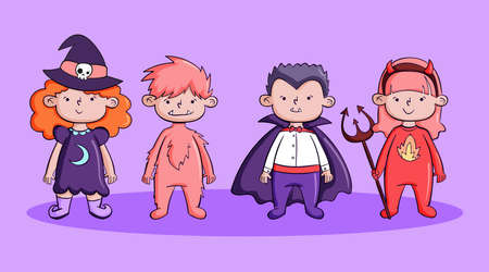 hand drawn halloween costumes collection vector design illustrationのイラスト素材
