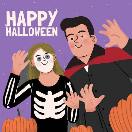 hand drawn halloween vector design illustrationのイラスト素材