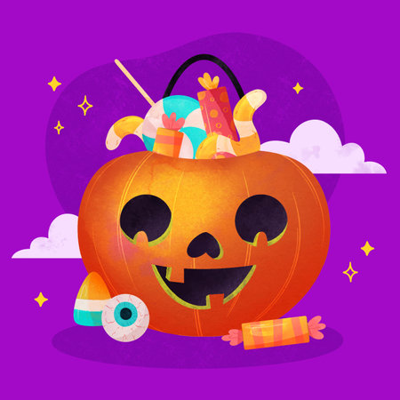 watercolor halloween bag  vector design illustrationの写真素材
