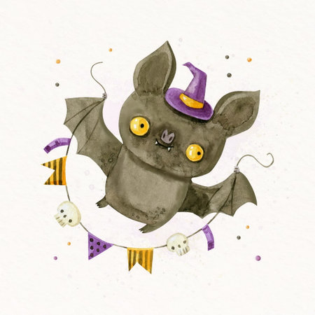 watercolor halloween bat vector design illustrationの写真素材