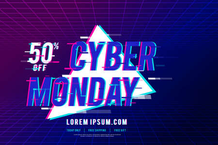 blue motion glitched cyber monday promo vector design illustrationのイラスト素材