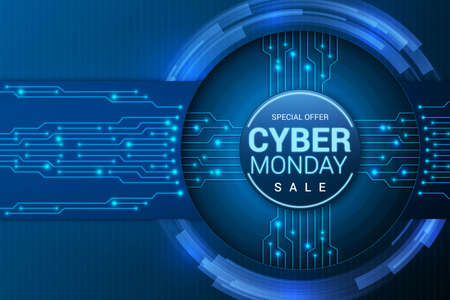 realistic technology cyber monday background vector design illustrationのイラスト素材