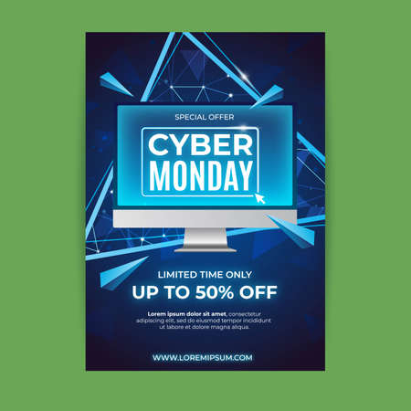 realistic cyber monday flyer template vector design illustrationのイラスト素材