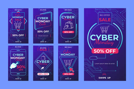 cyber monday stories vector design illustrationのイラスト素材