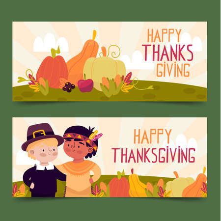 hand drawn thanksgiving banners template vector design illustrationのイラスト素材