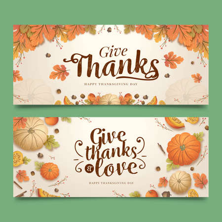 hand drawn thanksgiving banners vector design illustrationのイラスト素材