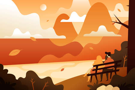 hand drawn autumn background with leaves vector design illustrationのイラスト素材